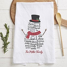 Snowman Repeating Name Personalized Christmas Tea Towel - 42488