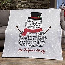 Snowman Repeating Name Personalized Christmas Blanket - 42489