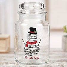 Snowman Repeating Name Personalized Candy Jar  - 42490