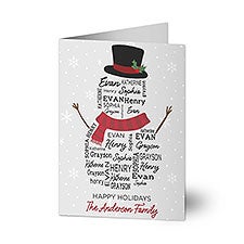 Snowman Repeating Name Personalized Christmas Card - 42493