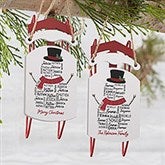 Snowman Repeating Name Personalized Vintage Sled Ornament - 42497