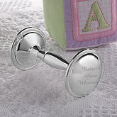 Personalized Silver Plated Baby Rattle 