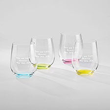 Engraved Riedel O Happy Wedding Wine Glass Set - 42612