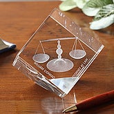 3-D Crystal Scales of Justice Personalized Lawyer Gift - 4268