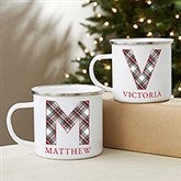 Classic Holiday Plaid Personalized Enamel Mug - 42740