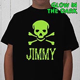 Personalized Glow In The Dark Skull and Crossbones Shirts - 4283