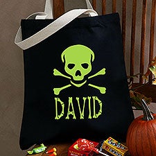 Personalized Glow In The Dark Treat Bag - Skull and Crossbones - 4285