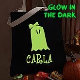 Personalized Glow In The Dark Halloween Treat Bag - Girl Ghost - 4286