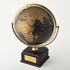 Engraved Home Office Black and Gold Tabletop Globe  - 42894