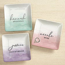 Watercolor Bridesmaid Personalized Ring Dish - 42948