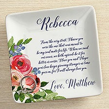 Write Your Own Personalized Floral Ring Dish  - 42968