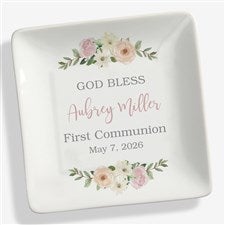 Floral First Communion Personalized Trinket Tray  - 42970