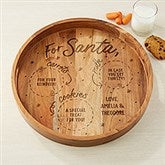 Cookies For Jolly Santa Engraved Acacia Wood Serving Tray - Round - 42978