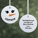 Smiling Snowman Personalized Christmas Ornaments - 42987