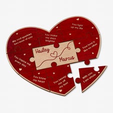 Reasons I Love You Personalized Wood Heart Puzzle - 43009