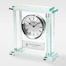 Corporate Engraved Jade Glass Desk Clock  - 43011