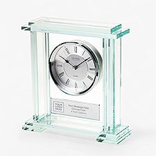 Corporate Engraved Jade Glass Desk Clock  - 43011