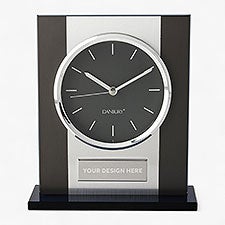 Corporate Engraved Recognition Black and Silver Tabletop Clock  - 43020