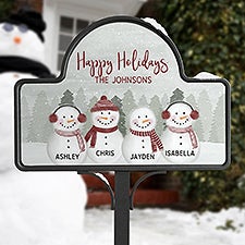 Watercolor Snowman Personalized Magnetic Garden Sign  - 43077