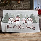 Watercolor Snowman Personalized Holiday Blanket - 43085