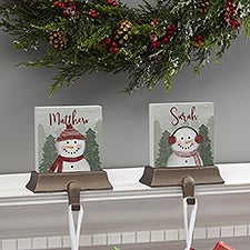 Watercolor Snowman Personalized Stocking Holder - 43089