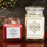 Silver and Gold Snowflakes Personalized Scented Glass Candle Jar - 43096