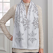 Silver and Gold Snowflakes Personalized Womens Scarf - 43098