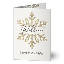 Silver and Gold Snowflakes Personalized Greeting Card - 43099