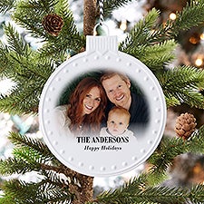 Merry  Bright Photo Personalized White Enamel Ornament  - 43129