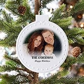 Merry & Bright Photo Personalized White Enamel Ornament  - 43129