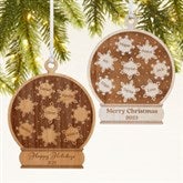 Snowflake Snow Globe Personalized Wood Ornament - 43146