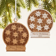 Snowflake Snow Globe Personalized Wood Ornament - 43146