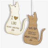 Personalized Cat Wood Christmas Ornament - 43151