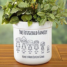 Stick Figure Family Personalized Outdoor Flower Pot  - 43174