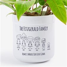 Stick Figure Family Personalized Outdoor Flower Pot  - 43174