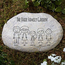 Stick Figure Family Engraved Garden Stone  - 43176