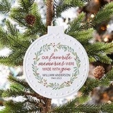 Floral Memorial Personalized White Enamel Ornament - 43222