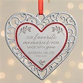 Floral Memorial Personalized Heart Premium Metal Ornament - 43223