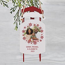 Snowflake Photo Personalized Vintage Sled Ornament - 43230