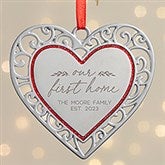 Our First Home Personalized Silver Heart Ornament  - 43307