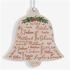 Merry Family Personalized Wood Bell Ornament - 43317