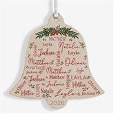 Merry Family Personalized Wood Bell Ornament - 43317