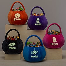 Glow-In-The-Dark Halloween Characters Personalized Plush Treat Bag - 43334