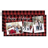 Holiday Plaid Photo Personalized Postcard Christmas Card  - 43439