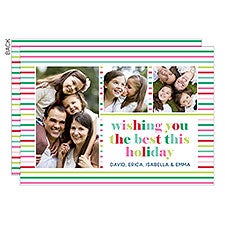 Striped Greetings Personalized Photo Holiday Card  - 43440