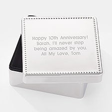 Engraved Anniversary Beaded Square Keepsake Box  - 43447