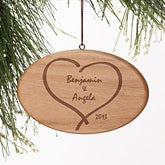 Personalized Wood Christmas Ornaments - Together Forever Heart - 4345