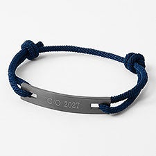 Engraved Graduation Navy and Stainless ID Cord Bracelet  - 43496