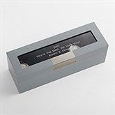 Engraved for Dad- Metallic Grey Wooden Watch Box  - 43506