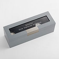 Engraved Birthday Metallic Grey Wooden Watch Box  - 43508